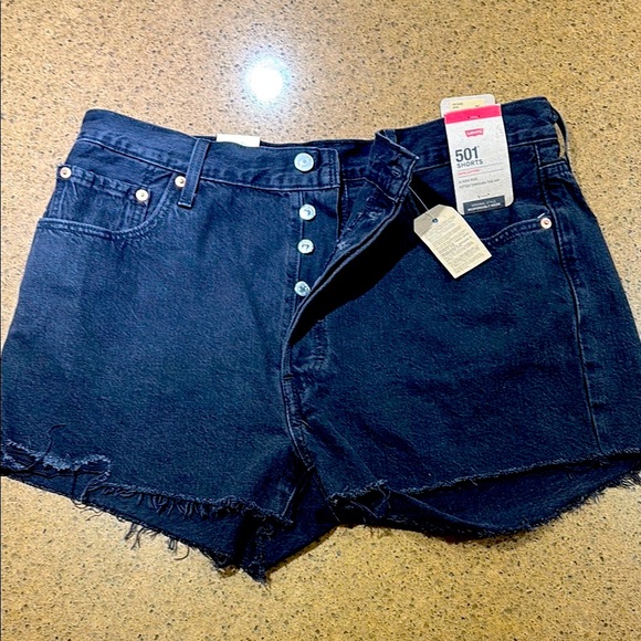 Levi's Pants - Levi's Women's Black Denim 501 Red Tag Shorts Size 34 Button Front